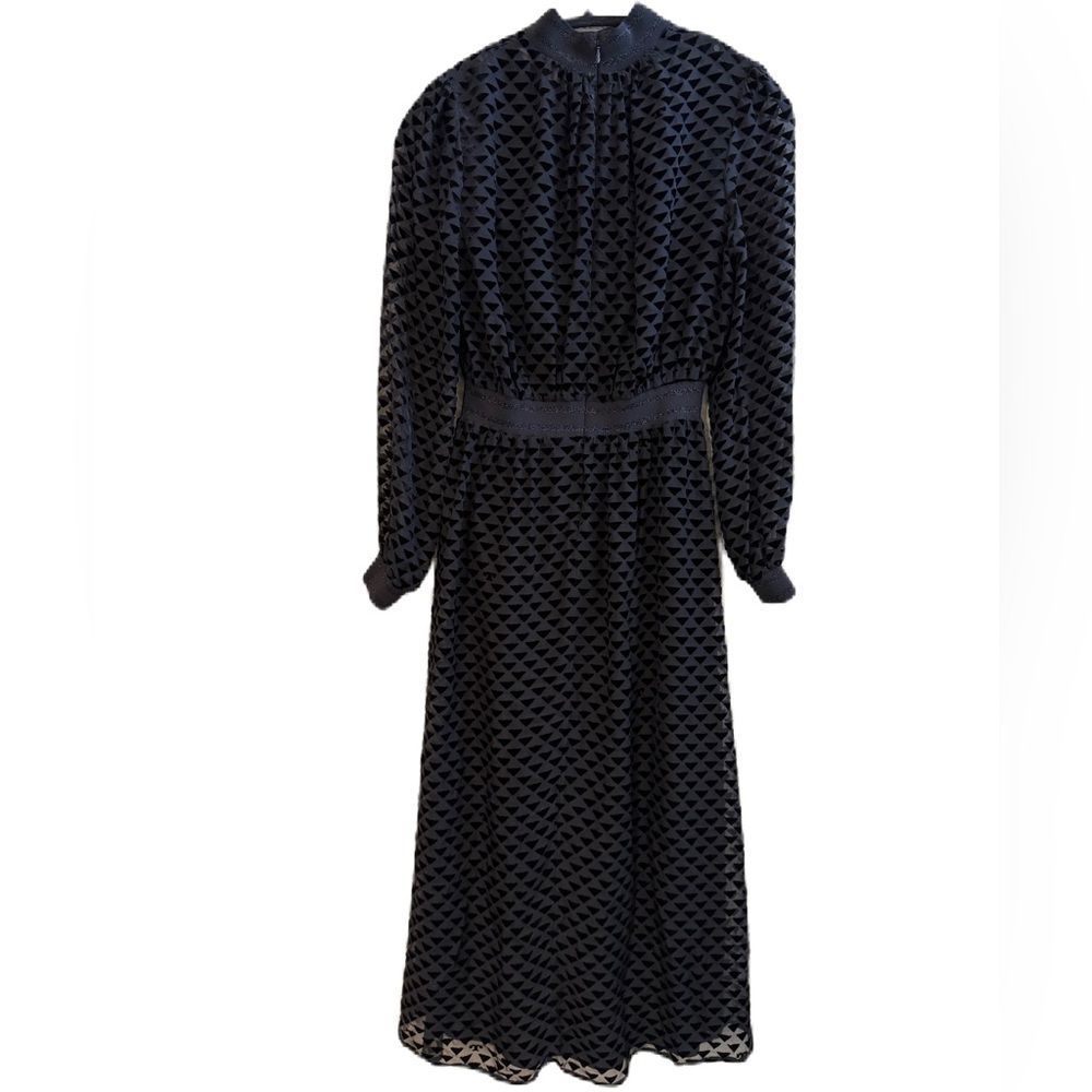 Tory Burch Black Velvet Devore Midi Dress Size 2